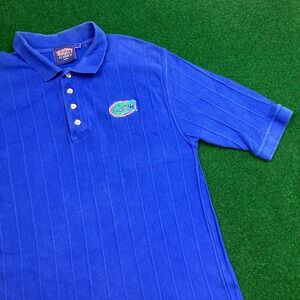 Vintage Florida Gators Polo Shirt Mens M Blue College Football Pinstripe 90s VTG